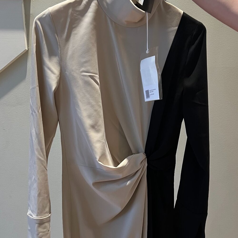16Arlington "Morie Dress" Black and Camel Long Sleeved Dress